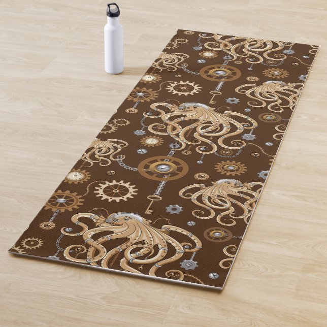 Octopus Steampunk Retro Mechanical Fantasy Yoga Mat (In Situ)