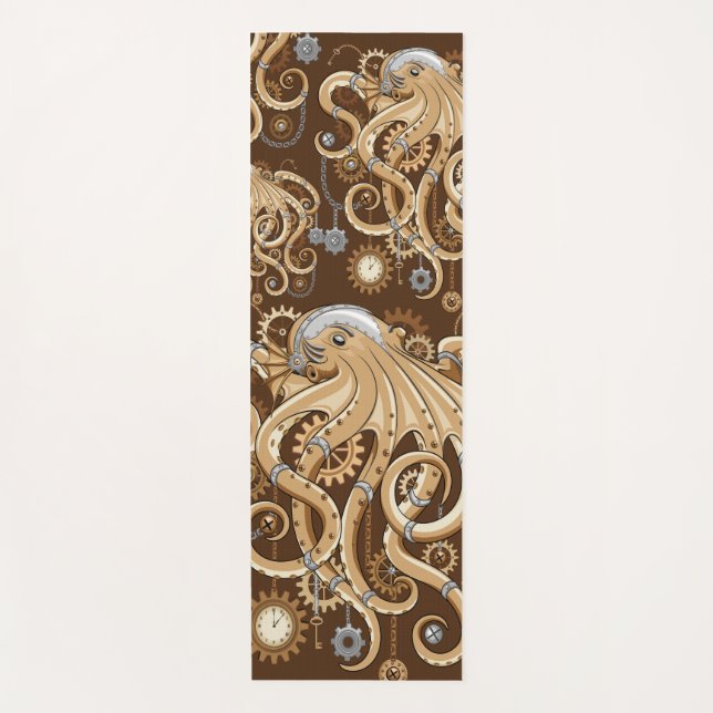 Octopus Steampunk Retro Mechanical Fantasy Yoga Mat (Front)