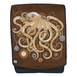 Octopus Steampunk Surreal Retro Style Machine Backpack