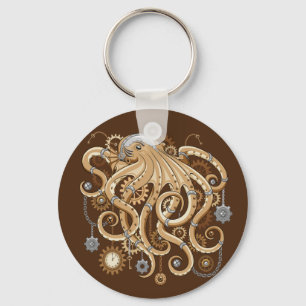 Octopus Steampunk Surreal Retro Style Machine  Key Ring