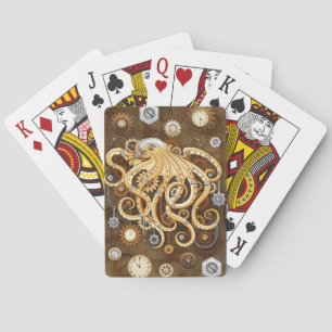 Octopus Steampunk Surreal Retro Style Machine Playing Cards