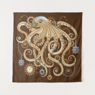 Octopus Steampunk Surreal Retro Style Machine Tapestry