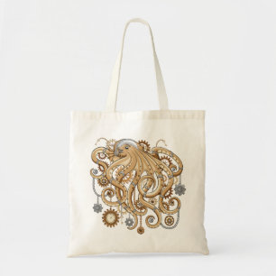 Octopus Steampunk Surreal Retro Style Machine Tote Bag