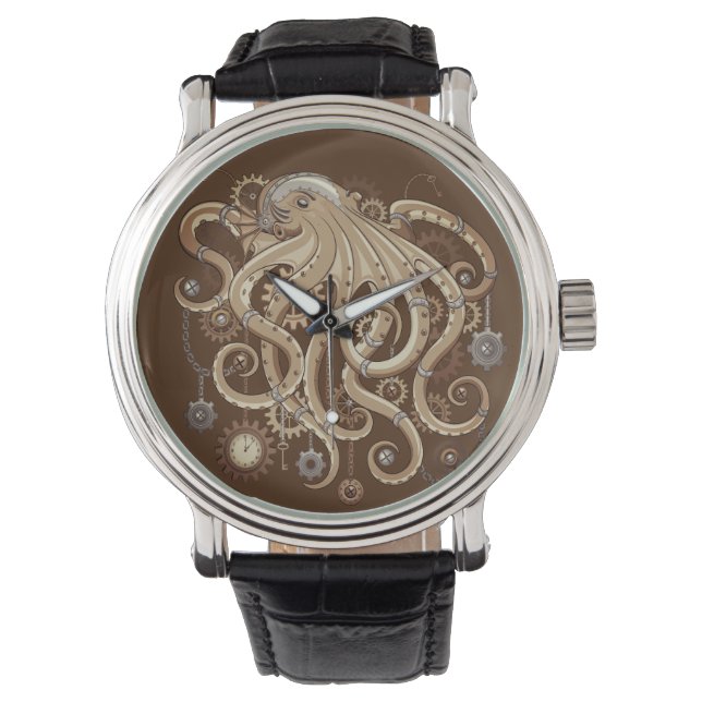 Octopus Steampunk Surreal Retro Style Machine   Watch (Front)