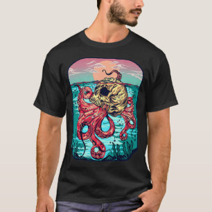 Octopus Sugar Skull Graphic Kraken Octopus  T-Shirt