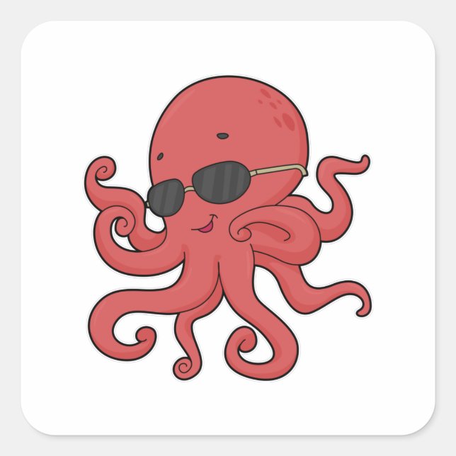 Octopus Sunglasses Square Sticker (Front)