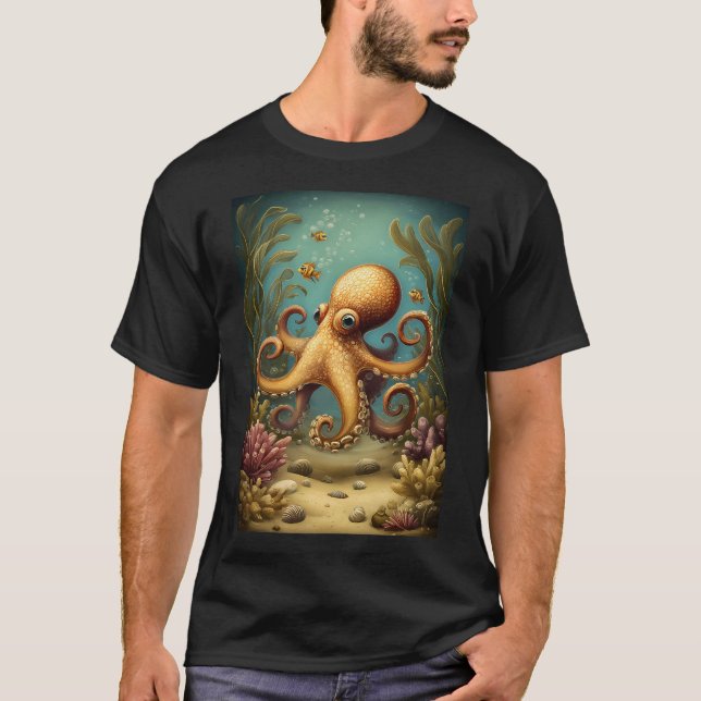 Octopus surrounded by marine life T-Shirt (Front)