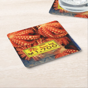 Octopus Tako たこ Tsukiji Fish Market, Tokyo, Japan Square Paper Coaster