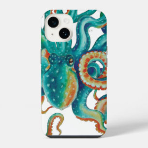 Octopus Teal Watercolor Art iPhone 14 Case