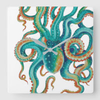 Octopus Teal Watercolor Art
