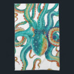 Octopus Teal Watercolor Art Tea Towel<br><div class="desc">octopus art</div>