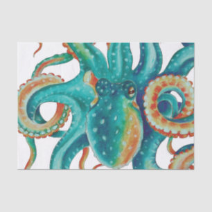 Octopus Teal Watercolor Tentacles Watercolor Tissue Paper