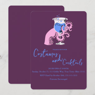 Octopus Tentacle Cocktail and Costumes Halloween Invitation