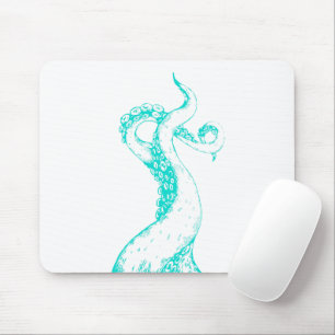 octopus tentacles aqua on white mousepad