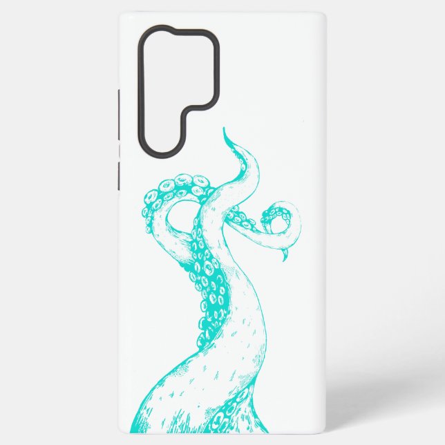 octopus tentacles aqua on white Samsung phone case (Back)