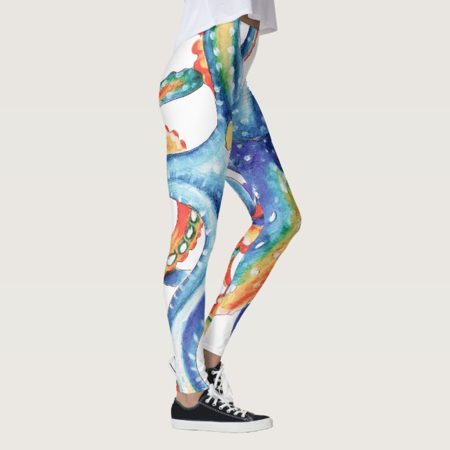 Octopus Tentacles Colourful Watercolor Art Leggings (Right)