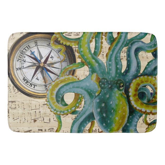 Octopus Tentacles Compass Music Bath Mat (Front)