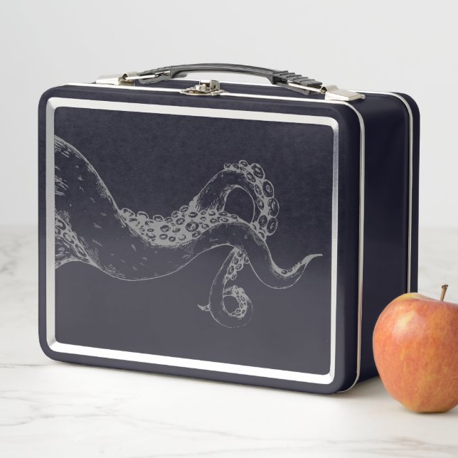 octopus tentacles grey on black lunch box (In Situ)