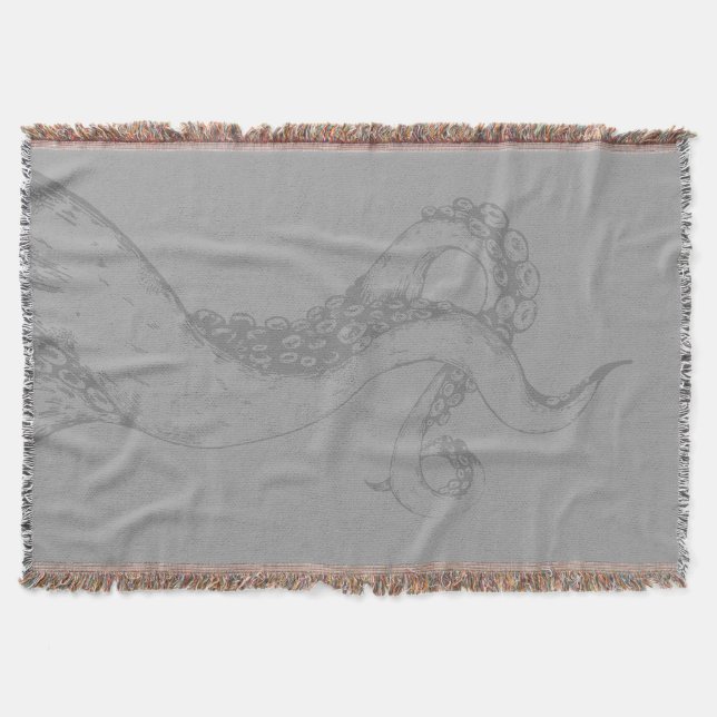 octopus tentacles grey on grey throw blanket (Front)