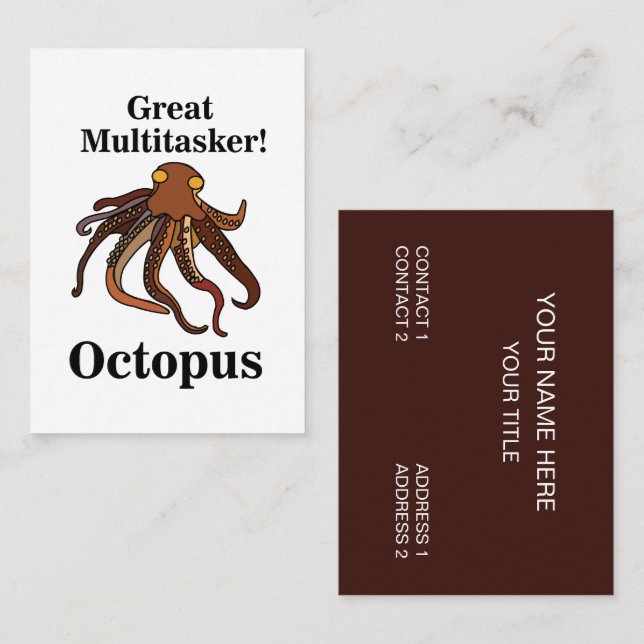 Octopus Tentacles Multitasker Sea Creatures Funny  Business Card (Front/Back)