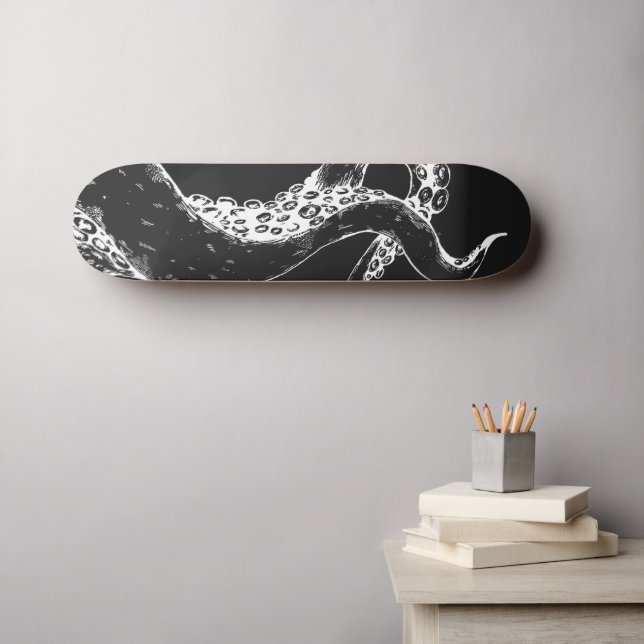 octopus tentacles negative on black skate board (Wall Art (Horz))