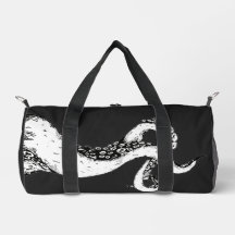 octopus tentacles on black duffle bag