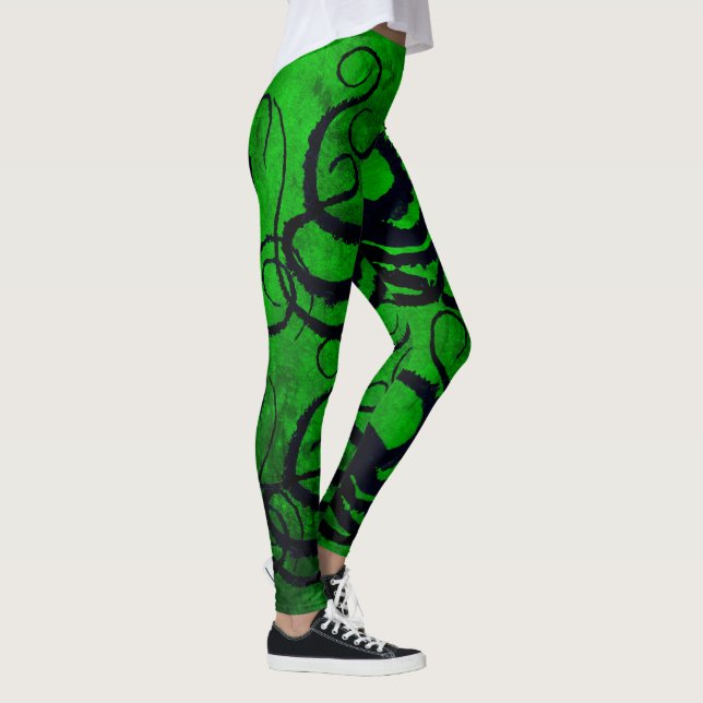 Octopus Tentacles On Green - Leggings (Right)