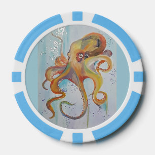 OCTOPUS THEMED POKER CHIPS FINE ART BY JP DENYER