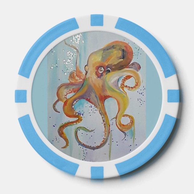 OCTOPUS THEMED POKER CHIPS FINE ART BY JP DENYER (Front)