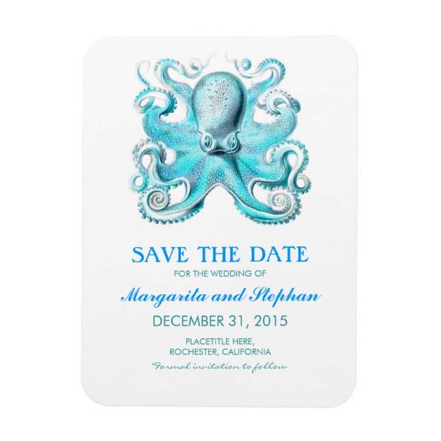 Octopus Turquoise Beach Save the Date Magnet (Vertical)