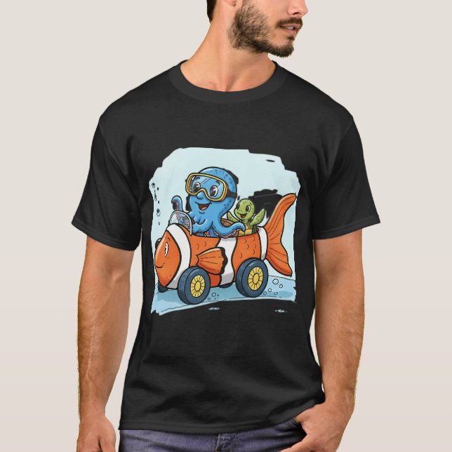 Octopus & Turtle â€“ Underwater Car Ride T-Shirt (Front)