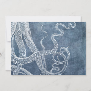 Octopus Twilight Blue Denim Watercolor Art Card