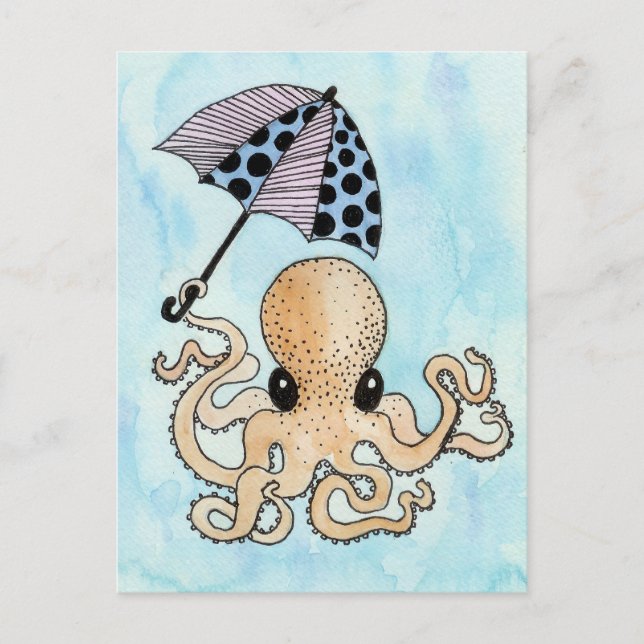 Octopus & Umbrella Postcard (Front)