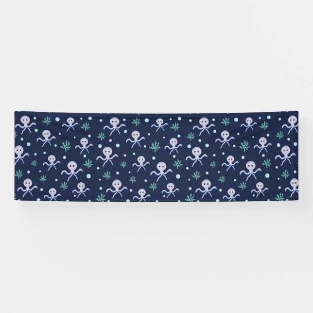 Octopus under the sea kids pattern banner (Horizontal)