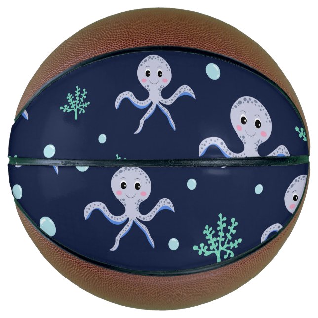 Octopus under the sea kids pattern basketball (Front)