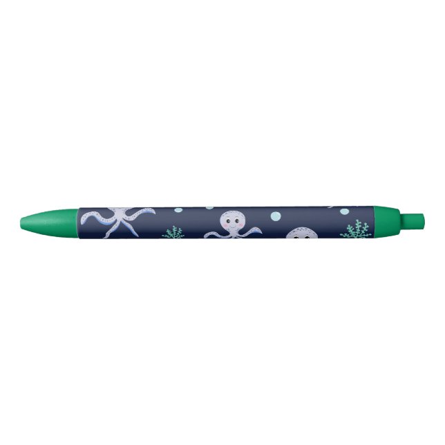 Octopus under the sea kids pattern black ink pen (Front)