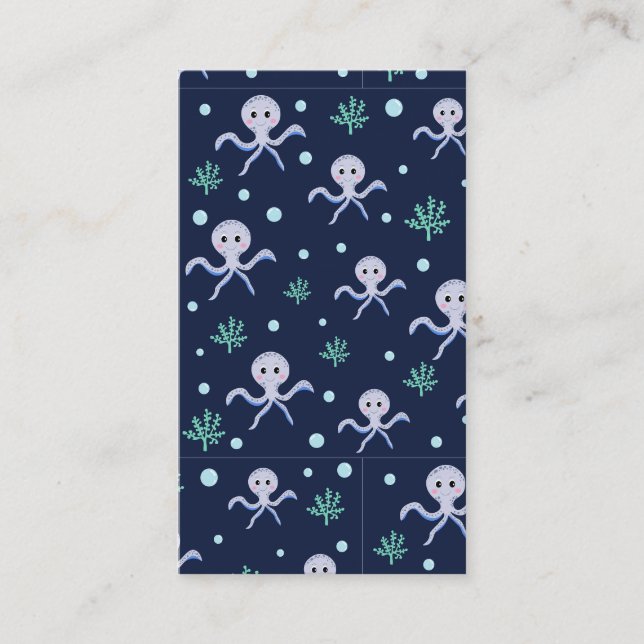 Octopus under the sea kids pattern business card (Front)