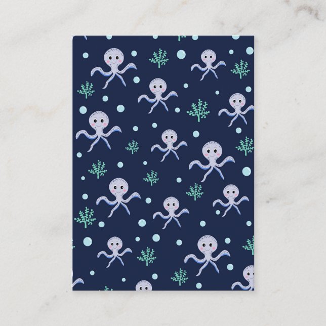 Octopus under the sea kids pattern business card (Front)