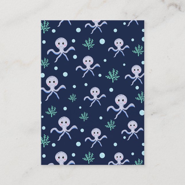Octopus under the sea kids pattern calling card (Front)
