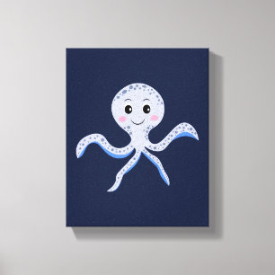 Octopus under the sea kids pattern canvas print