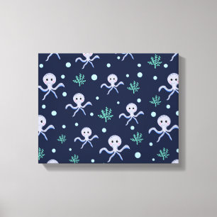 Octopus under the sea kids pattern canvas print