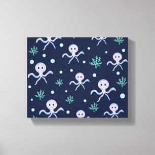 Octopus under the sea kids pattern canvas print