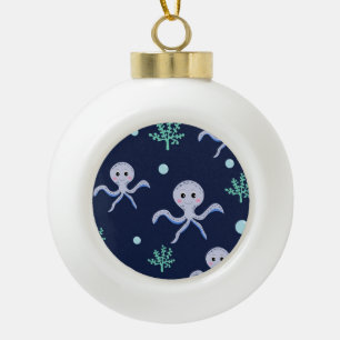 Octopus under the sea kids pattern ceramic ball christmas ornament
