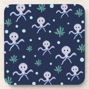 Octopus under the sea kids pattern coaster