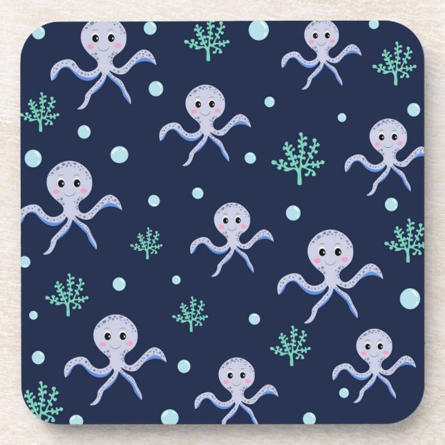 Octopus under the sea kids pattern coaster (Front)