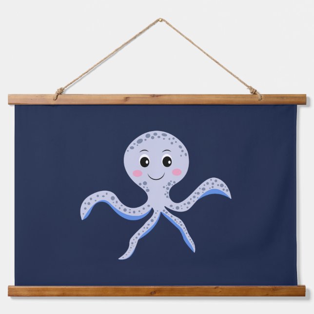 Octopus under the sea kids pattern hanging tapestry (Front)