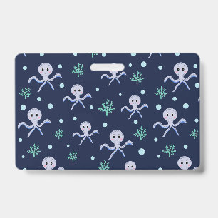 Octopus under the sea kids pattern ID badge