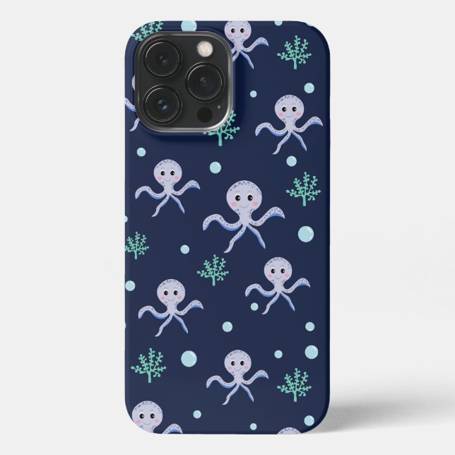 Octopus under the sea kids pattern iPhone case (Back)