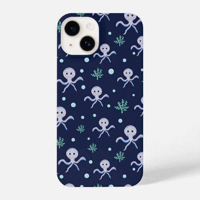 Octopus under the sea kids pattern iPhone case (Back)
