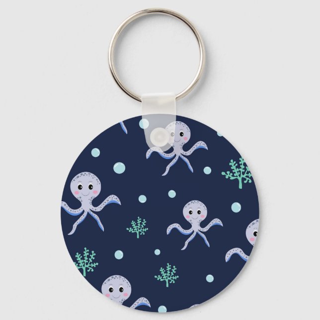 Octopus under the sea kids pattern key ring (Front)